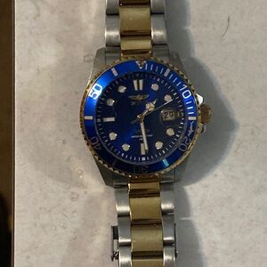 Invicta 38 MM Blue and Gold Dive Watch